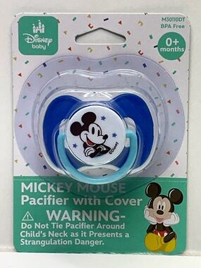 🌼4/$10🌼 NEW Disney Baby Mickey Mouse Blue Pacifier & Cover Infant 0+ months & up
